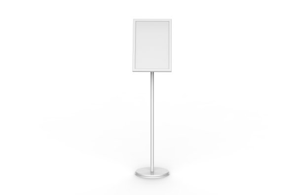 A3海报站地板显示，站Snap框架，海报板，菜单Holder，广告标志站在白色背景，3D插图图片下载