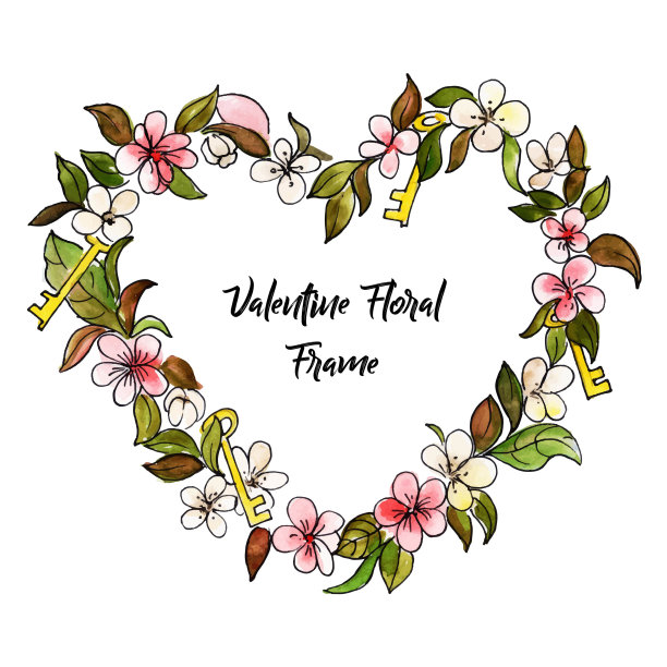 水彩瓦伦丁Foral系列图片下载