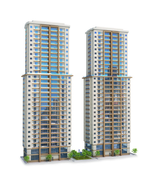 现代多层住宅。三维演示图片下载