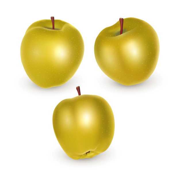 白色背景上的黄色苹果，成熟的苹果图片下载