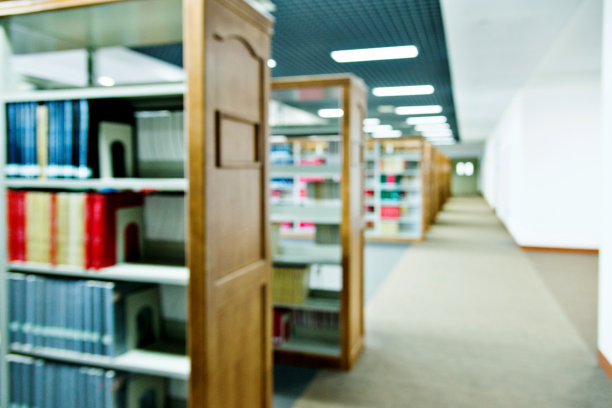 图书馆里的一排书架图片下载