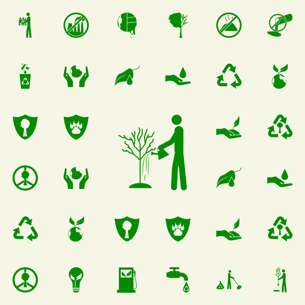 男人浇树，绿色图标。绿色和平图标为网络和移动通用设置图片下载