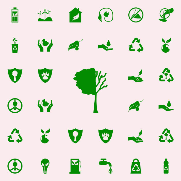 树失去了叶子的绿色图标。绿色和平图标为网络和移动通用设置图片下载