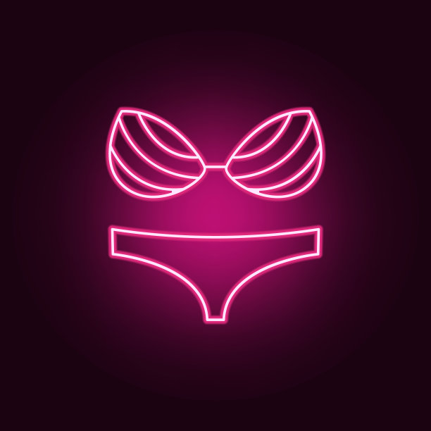 泳装图标。霓虹风格图标中的衣服元素。简单的图标为网站，网页设计，移动应用程序，信息图形图片下载