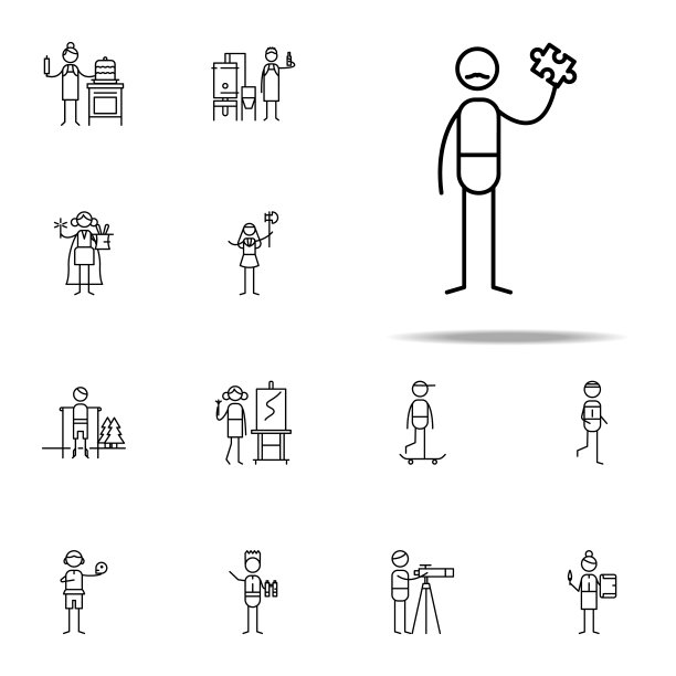 拼图收集器图标。爱好图标通用设置为网络和移动图片下载