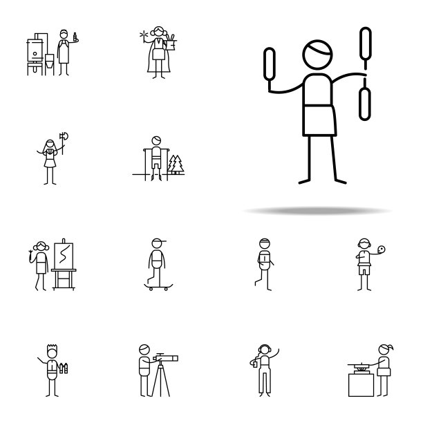 杂耍图标。爱好图标通用设置为网络和移动图片下载