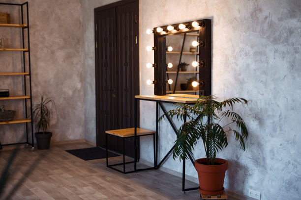 室内现代化妆室。阁楼更衣室。图片下载