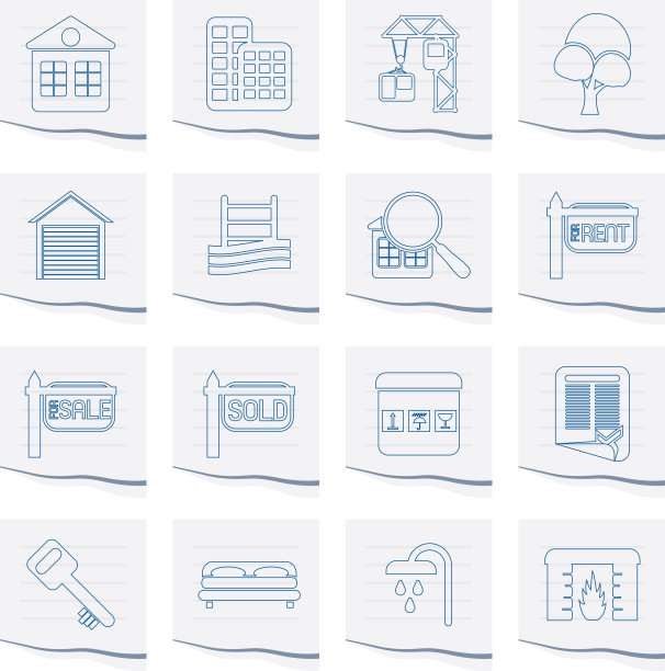 一张纸上的房地产图标图片下载