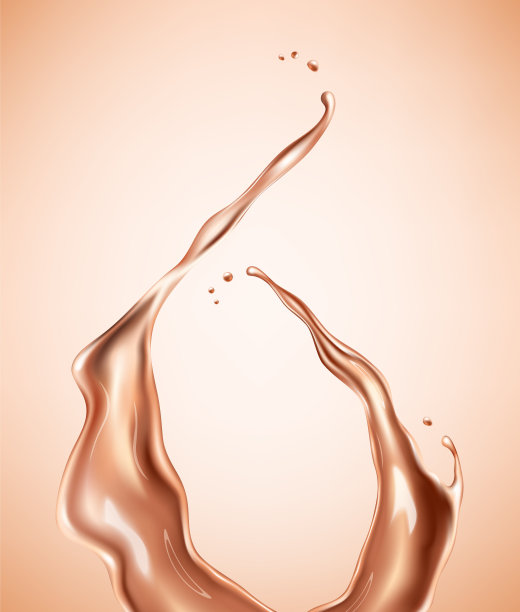 液体基础元素。飞溅的米色液体，流动的奶油质地隔离在背景上。矢量写实插图图片下载