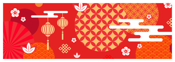 东方图案横幅-背景，壁纸素材图片