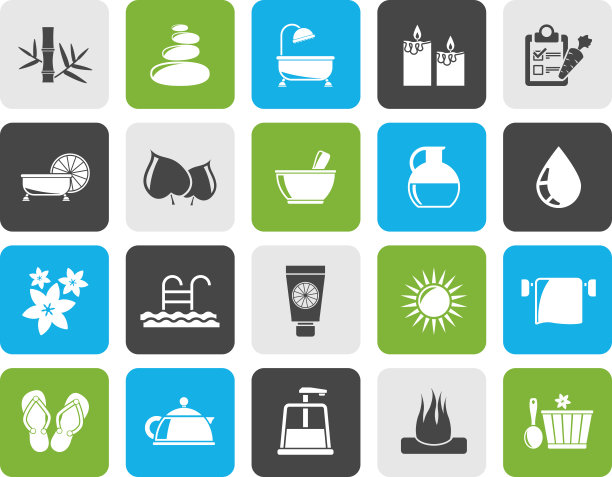 水疗，美容和身体护理图标图片下载