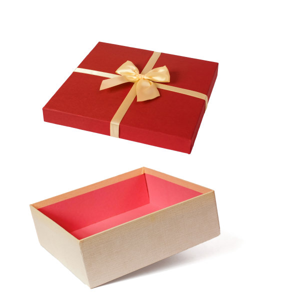打开礼盒孤立的白色背景图片下载