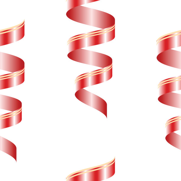 无缝模式与红色丝带矢量插图隔离在白色背景上图片下载