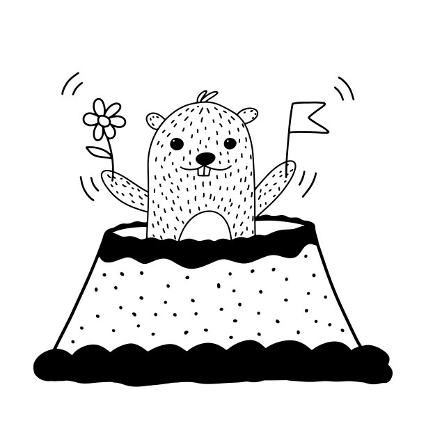 土拨鼠日矢量字母插图图片下载