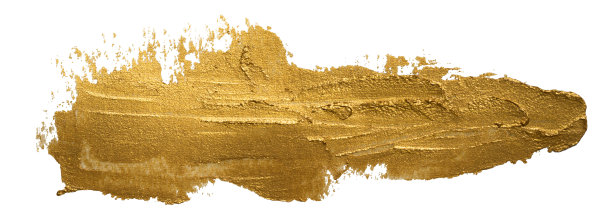 长长的金色涂抹油彩点孤立在白色背景上图片下载