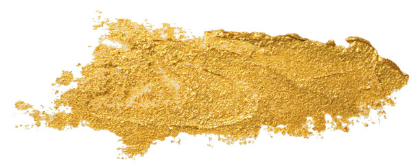 长长的金色涂抹油彩点孤立在白色背景上图片下载
