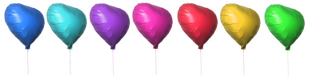 一排心形的彩色气球图片下载