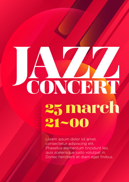 垂直音乐爵士背景与图形元素和文本。图片下载
