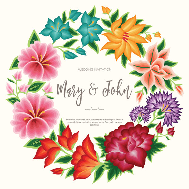 Wedding Invitation, Floral Composition – Copy Space - Vector图片下载