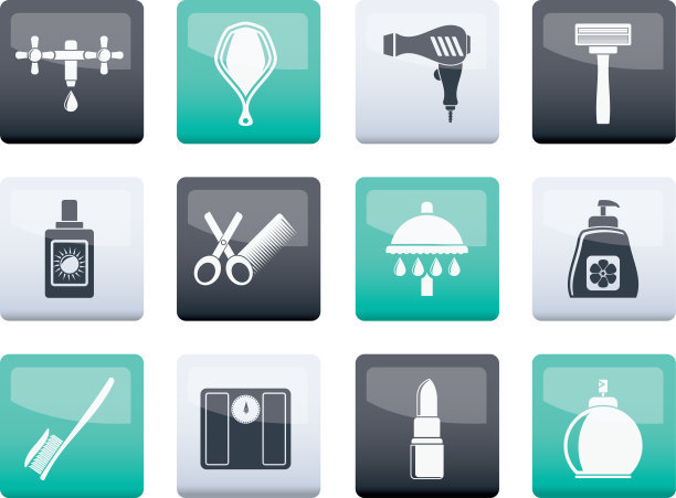 个人护理和化妆品图标的颜色背景图片下载