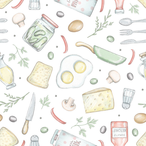 无缝模式与各种杂货产品图片下载