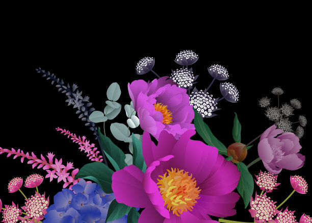 花束花园花卉装饰。模板设计名片，贺卡。图片下载