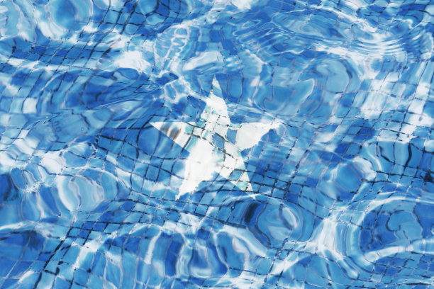 索马里联邦共和国国旗的纹理在水池，水。图片下载