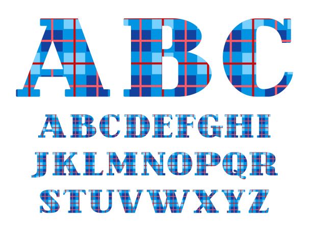 英文字母，字体，格子，蓝色，向量。图片下载