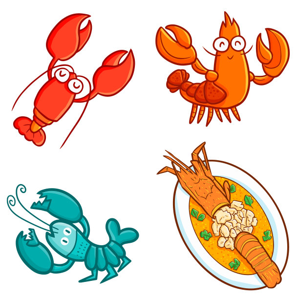 可爱的龙虾套装图片下载