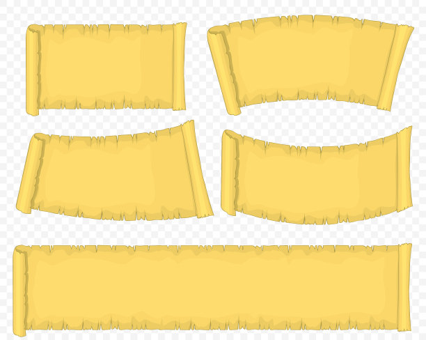 旧纸卷，纸莎草卷轴，空白古代手稿。向量素材图片