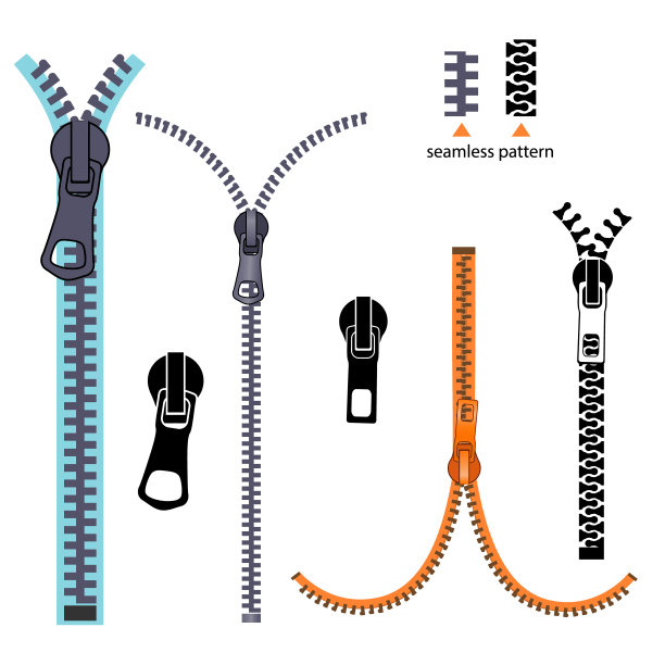 集时尚元素。基本的塑料拉链。打开和关闭锁。图片下载