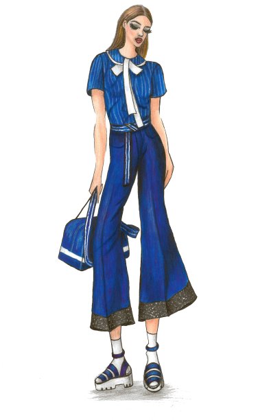 蓝色套装时尚插画从照片拍摄图片下载