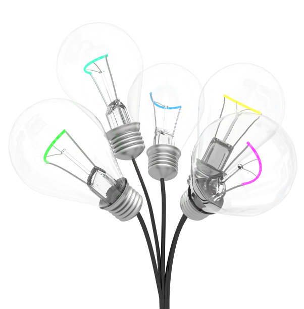 几个五颜六色的灯泡。图片下载