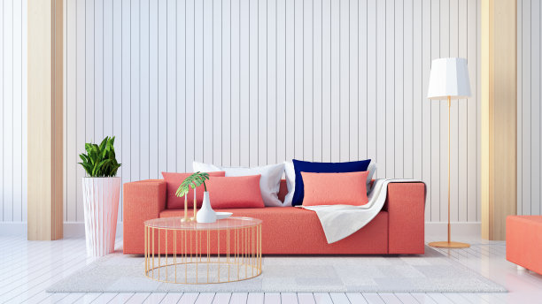 活珊瑚室内/节日和情人节的年度颜色/ 3D渲染
室内图片下载