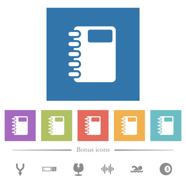 螺旋笔记本平板白色图标在方形背景图片下载