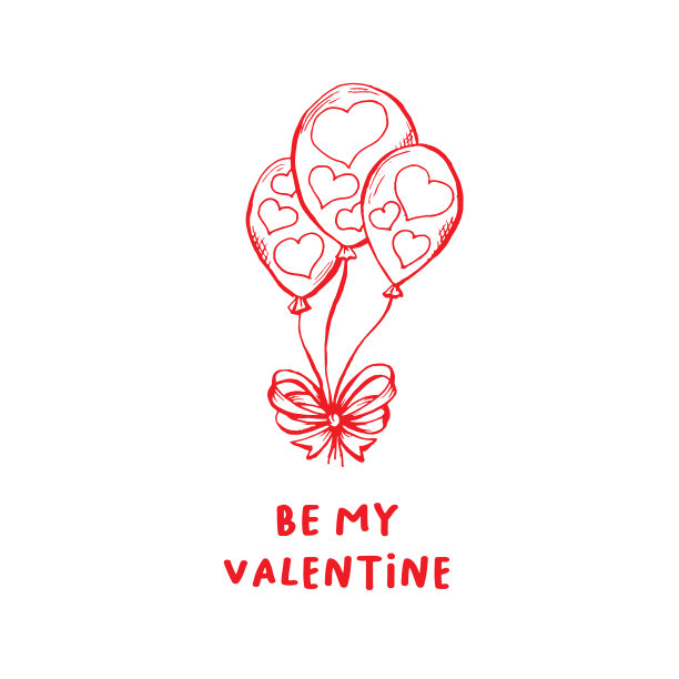 情人节贺卡或海报与素描。激光切割文件隔离在白色黑影。图片下载