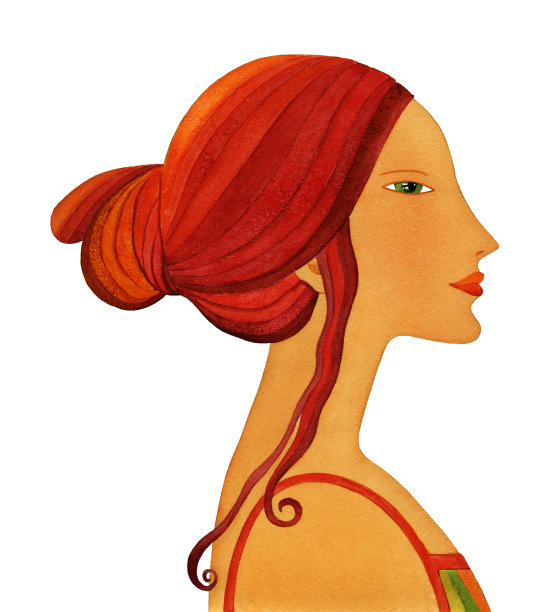 一个长头发的年轻女子的侧面，文艺复兴风格图片下载