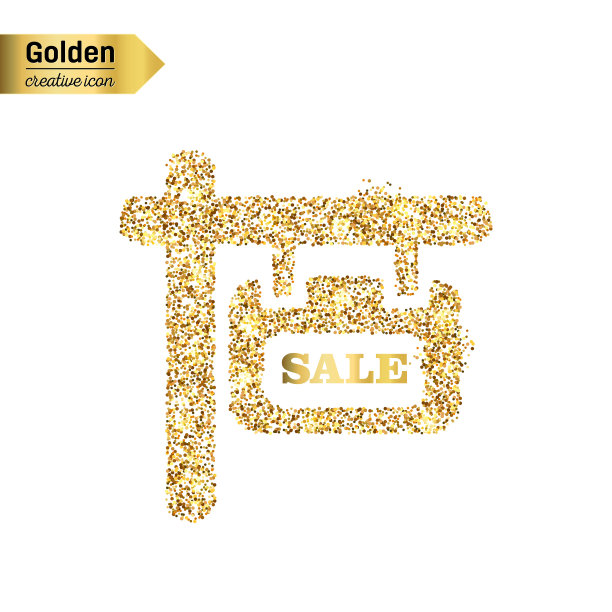 背景上分离的斑块金色闪光矢量图标。艺术创意概念插图的网页，辉光五彩纸屑，明亮的亮片，闪光的金属丝，抽象的珠光玉粉，闪光的灰尘，箔。图片下载