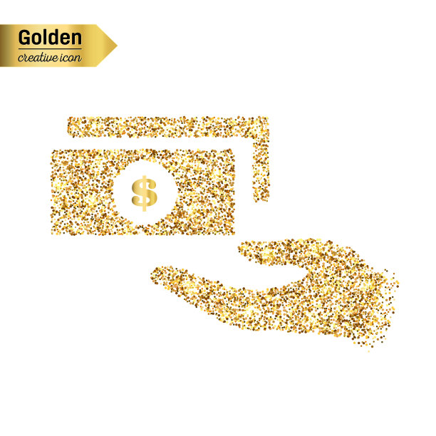 金色闪光矢量图标孤立的背景。艺术创意概念插图的网页，辉光五彩纸屑，明亮的亮片，闪光的金属丝，抽象的珠光玉粉，闪光的灰尘，箔。图片下载