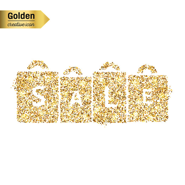 金色闪光矢量图标包孤立的背景。艺术创意概念插图的网页，辉光五彩纸屑，明亮的亮片，闪光的金属丝，抽象的珠光玉粉，闪光的灰尘，箔。图片下载