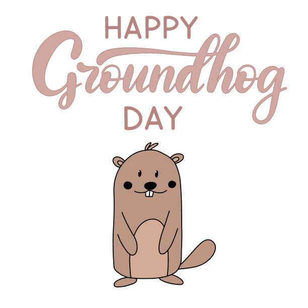 土拨鼠日矢量字母插图图片下载