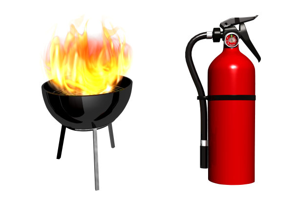 灭火器为家，花园。3 d渲染。图片下载