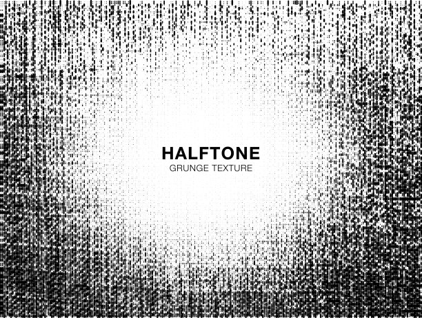 粗犷的半色调纹理。皱巴巴的麻袋边界。帆布枯燥乏味的效果。框架纺织背景使用半色调圆线模式。矢量插图。图片下载