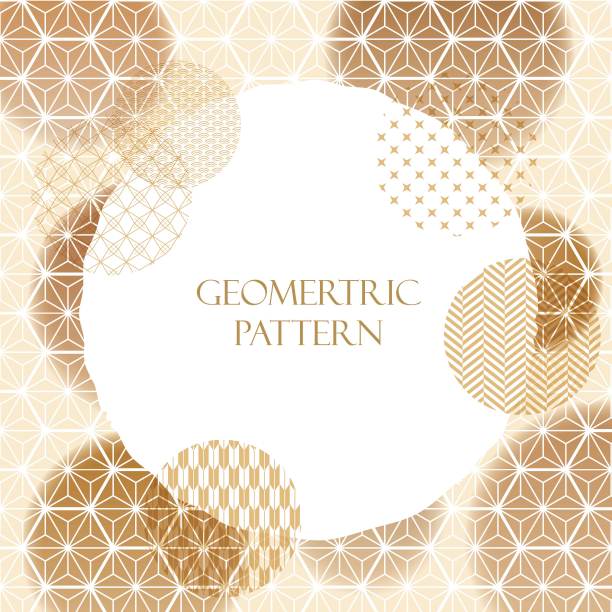 日本风格的几何图案向量。金色日本图案背景。图片下载