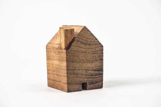 房子木材微缩在白色的背景上。图片下载
