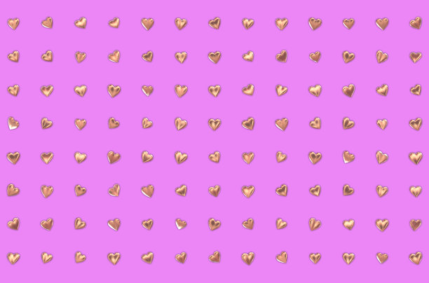 情人节抽象3D背景与小的黄金心形粉红色图片下载