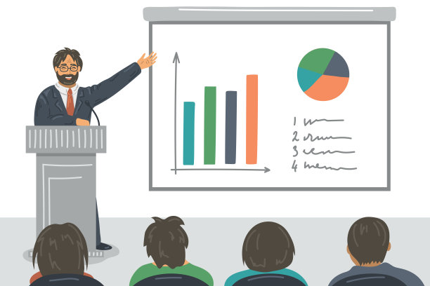 讲座。演讲人在讲台上讲话图片下载