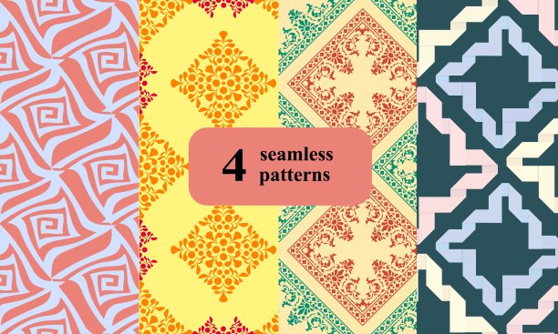 一套复古的无缝壁纸。图片下载