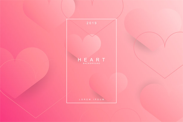 心形抽象旗帜粉红色，与文本空间。情人节庆祝活动。图片下载