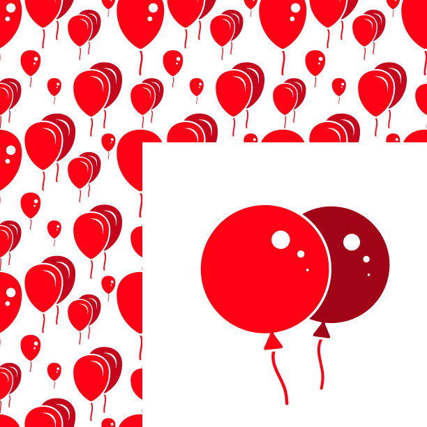 红色派对气球图案在白色的背景图片下载